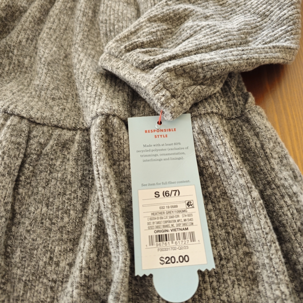 Cat & Jack - Girls' Long Sleeve Cozy Dress - Heather Grey - Picture 8 of 10